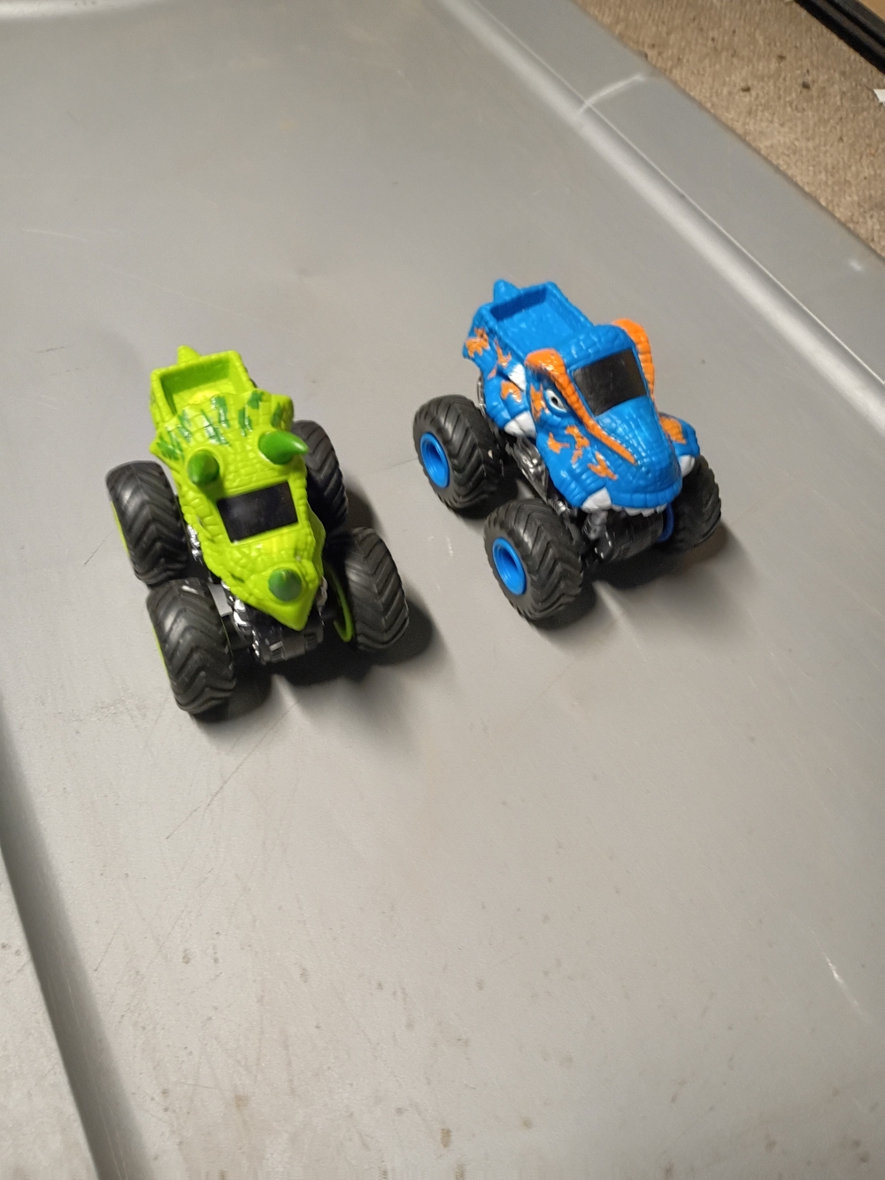 Blue and Green Kids Monster Truck Toy Set